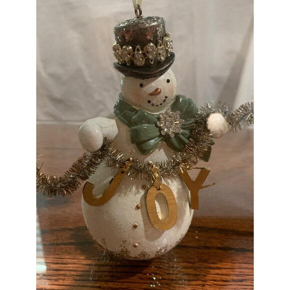 Vtg-Style Demdaco Sparkle Joy Snowman Ornament Glitter Rhinestone NWT - Picture 1 of 7
